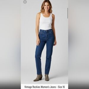 Vintage Rockies Jeans Womens Size 16 Fits 32×36 Dark Wash Cowgirl Bareback West
